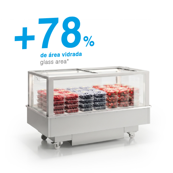 Visualiza&ccedil;&atilde;o em detalhe do vidro triplo panor&acirc;mico e ilumina&ccedil;&atilde;o LED da ilha FUTURO 2